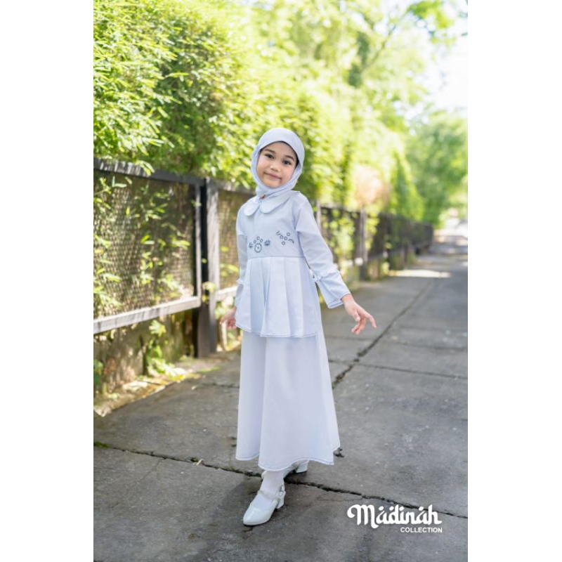Dress gamis anak perempuan warna putih, set gamis anak wanita warna hitam , set  dress anak hitam da