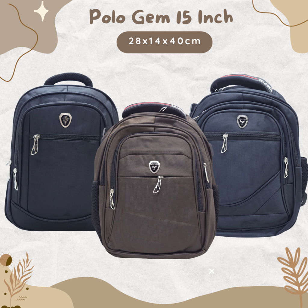Tas Polo GEM 15" USB + Kunci Nomor MURAH / Tas Laptop Polo Original BARU / Ransel Laptop POLO USB + 