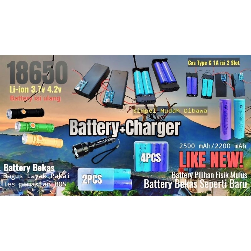 Battery 18650 2PCS 4PCS 2200 mAh 2500 mAh 3.7v 4.2v LIKE NEW