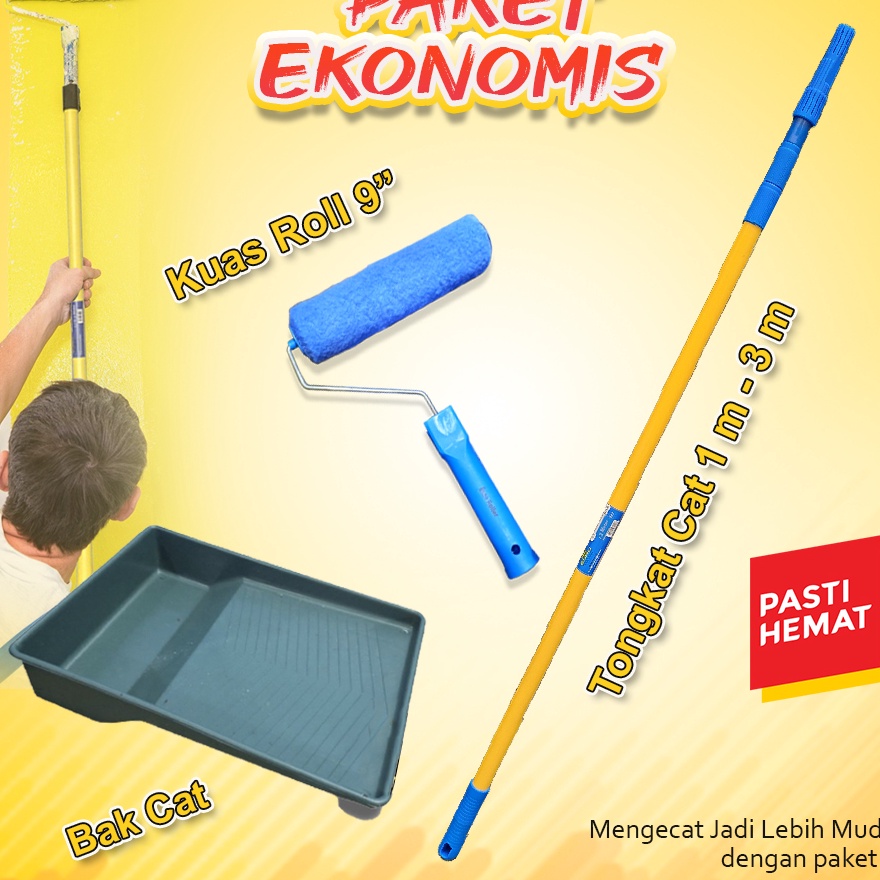 KF7 EKONOMIS  Alat Cat Tongkat Kuas roll dan Bak cat  kuas roll  bak cat  extension