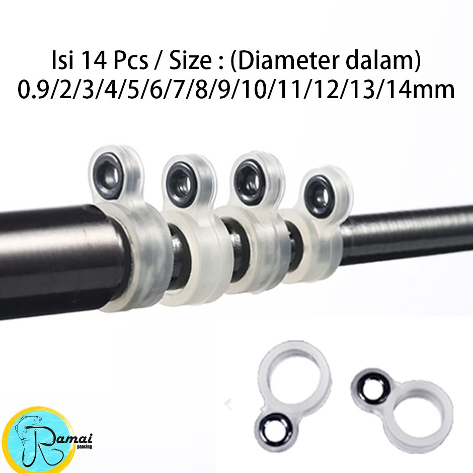 Ready Terheboh  14Pcs Ring Guide Mamarit Karet Joran Pancing Bahan Silikon Custom Ring Joran