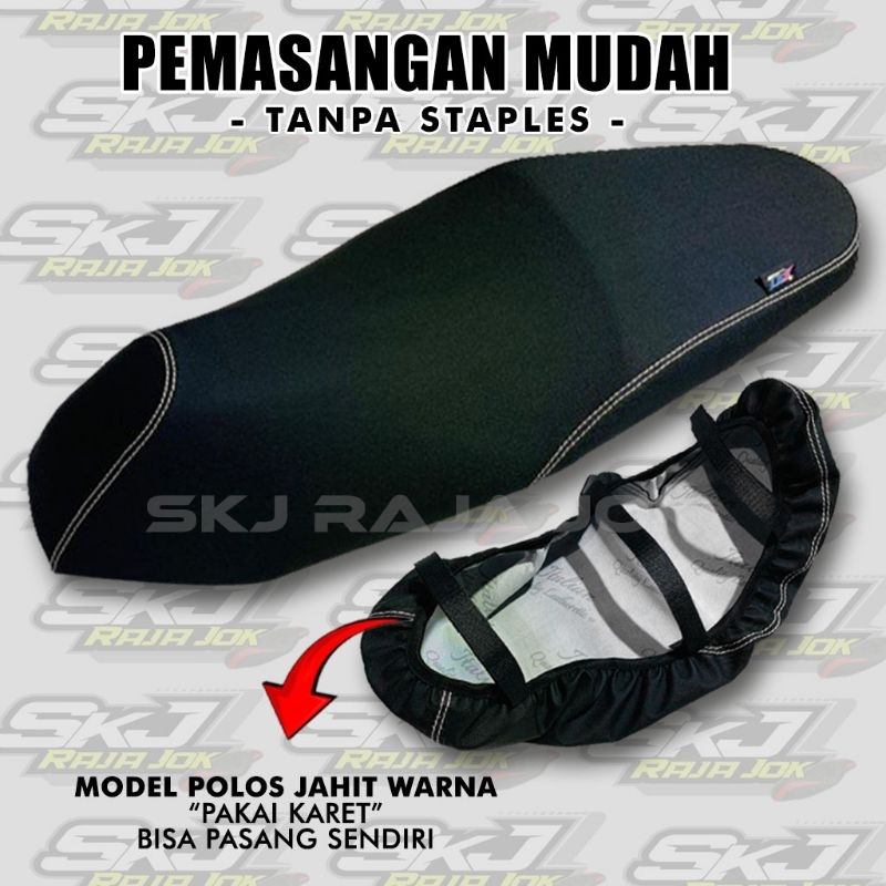 COVER JOK MOTOR POLOS AMPLAS KASAR (PAKAI KARET) Pemasangan Mudah Variasi Jahit Benag Warna Motor VA