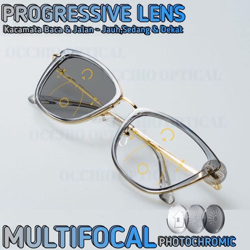 Kacamata Progresif Photochromic wanita Cat Eye | Kacamata Baca Jalan Plus | Kacamata Baca Plus 95250