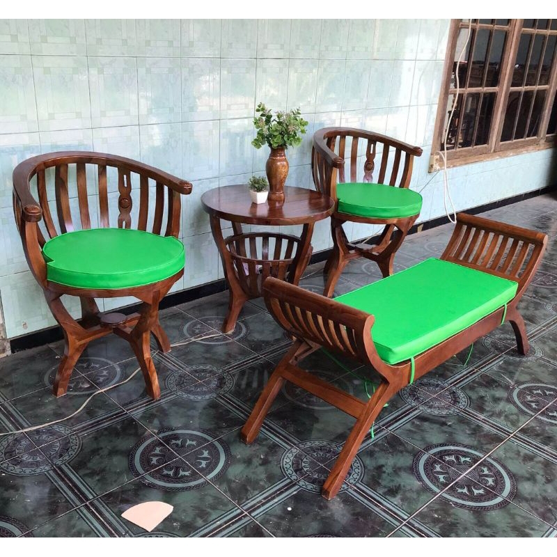 Kursi Teras Betawi Mangkuk Bangku Teras Kayu Jati