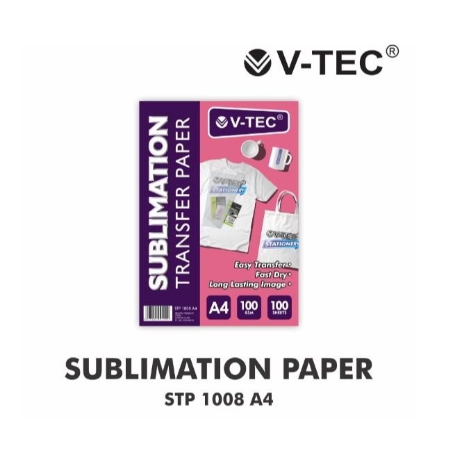 

100 Lembar Sublimation Transfer Paper V-Tec A4 100 Gsm - Kertas Sablon - Kertas Sublim