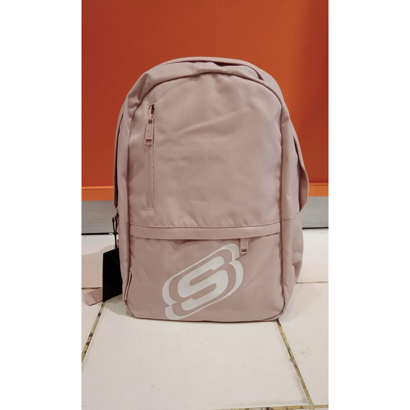 TAS RANSEL SKECHERS PINK LOGO PUTIH ORIGINAL STORE