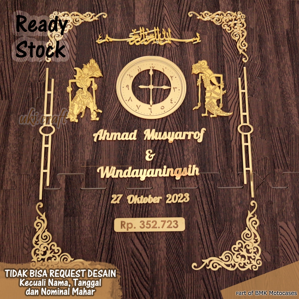 1 Set Hiasan Mahar Wayang + Jam Arab Dekorasi Hiasan Mahar Akrilik