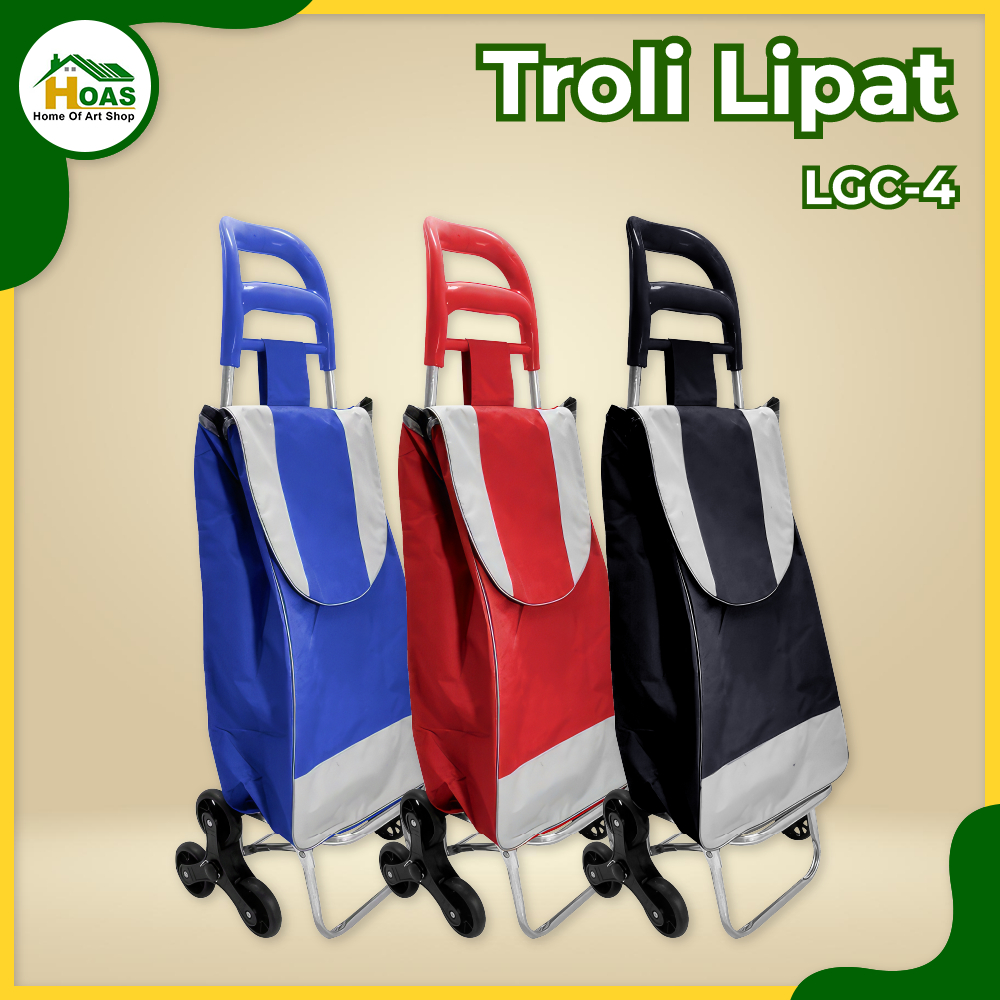 Hoas Official Shop Troli Belanja lipat Keranjang Supermarket Tas Troli Belanja Trolley Roda LGC-4