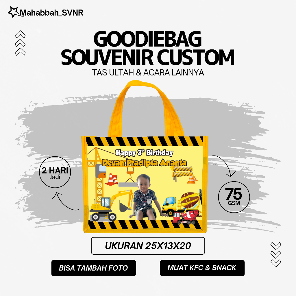 

TAS ULTAH TERLARIS / TAS ULANG TAHUN / TAS READY STOK EXCAVATOR LANDSCAPE FREE DESAIN