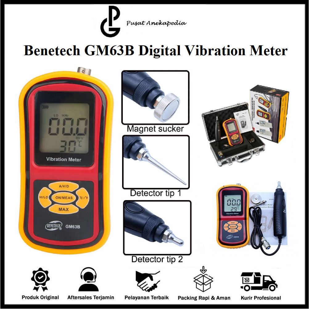 Benetech GM63B Digital Vibration Meter Alat Ukur Getaran Mesin - Getaran Meter Vibration Tester GM 6