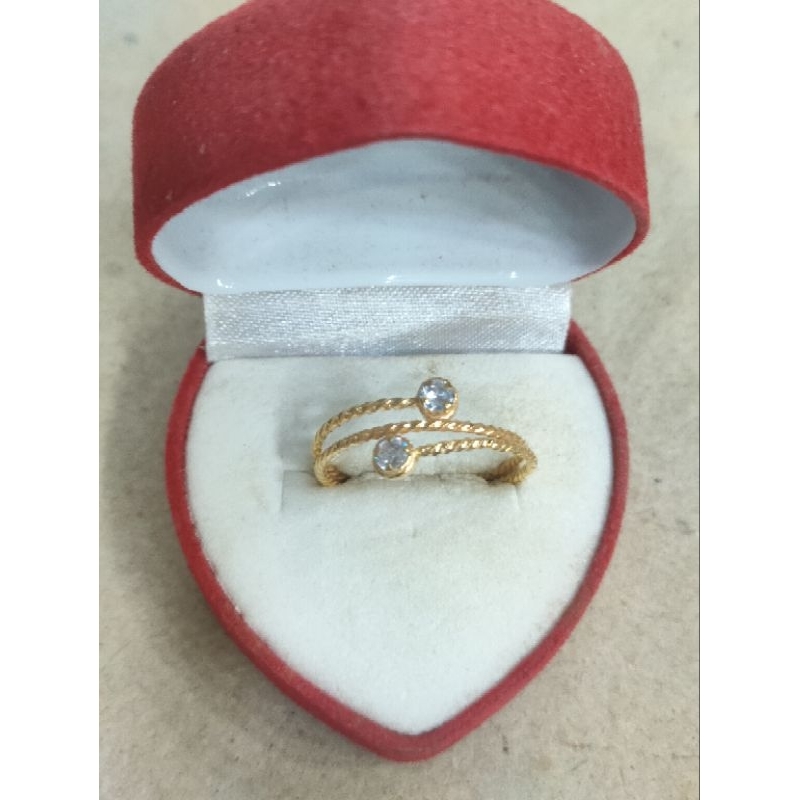 cincin spiral plintir mata putih 1 gram emas muda