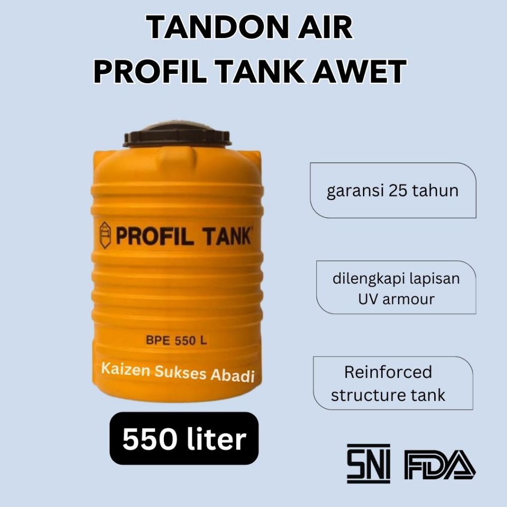 Toko distributor agen supplier jual Tandon tangki toren air profil tank plastik BPE  550 500 Liter k