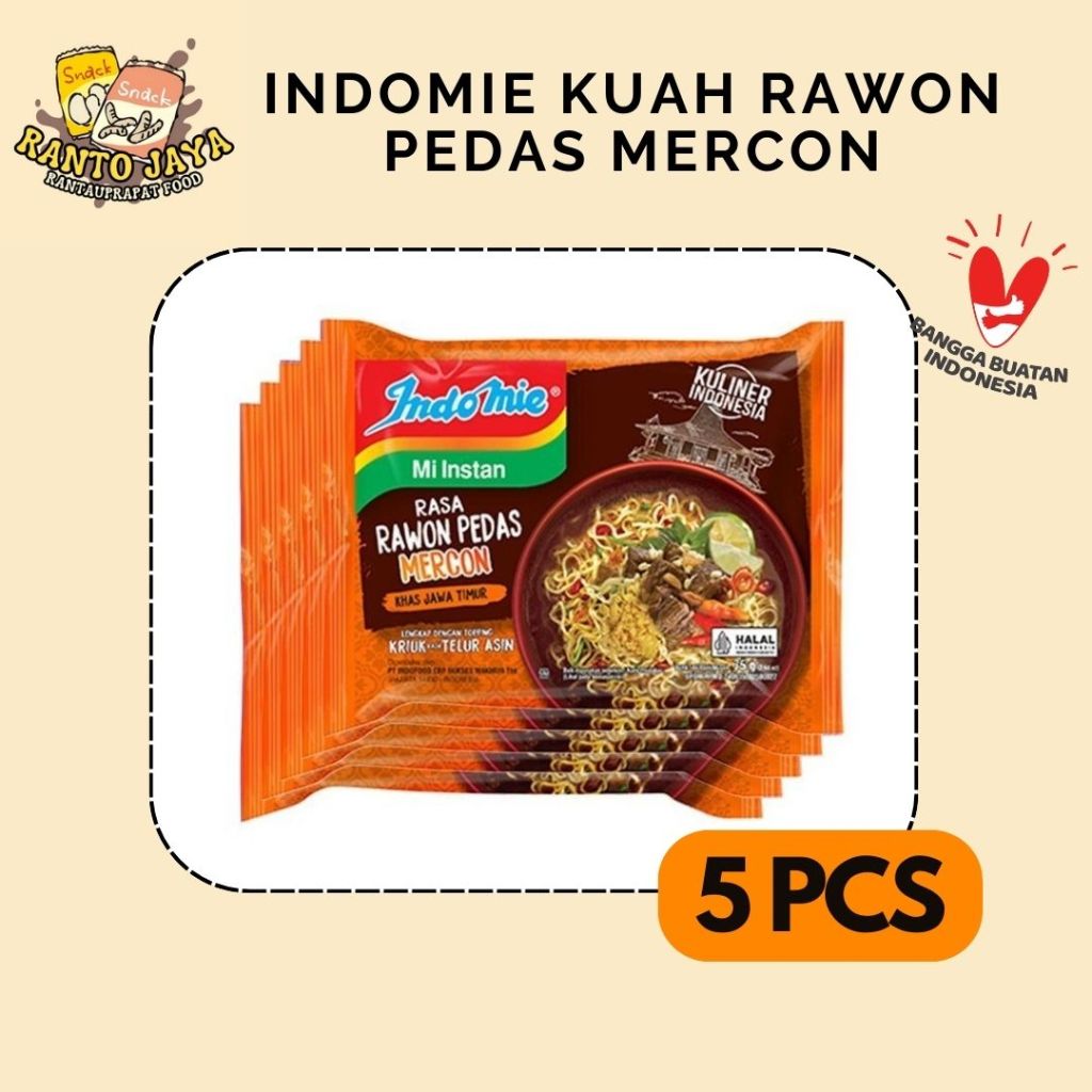 

5 PCS INDOMIE KUAH RAWON PEDAS MERCON @75GR