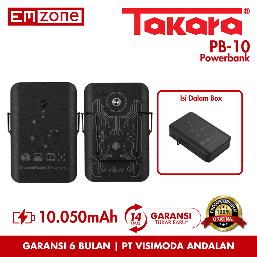 Takara PB-10 Portable Powerbank 10.050mAh Power Bank for Camera & Smartphone