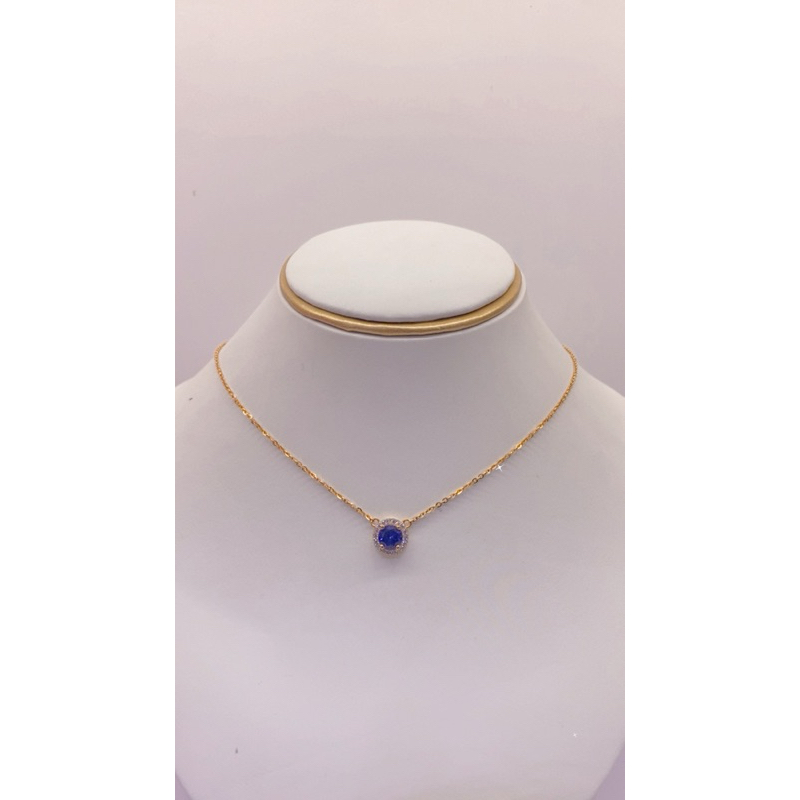 kalung emas rantai nori liontin mata biru 8k