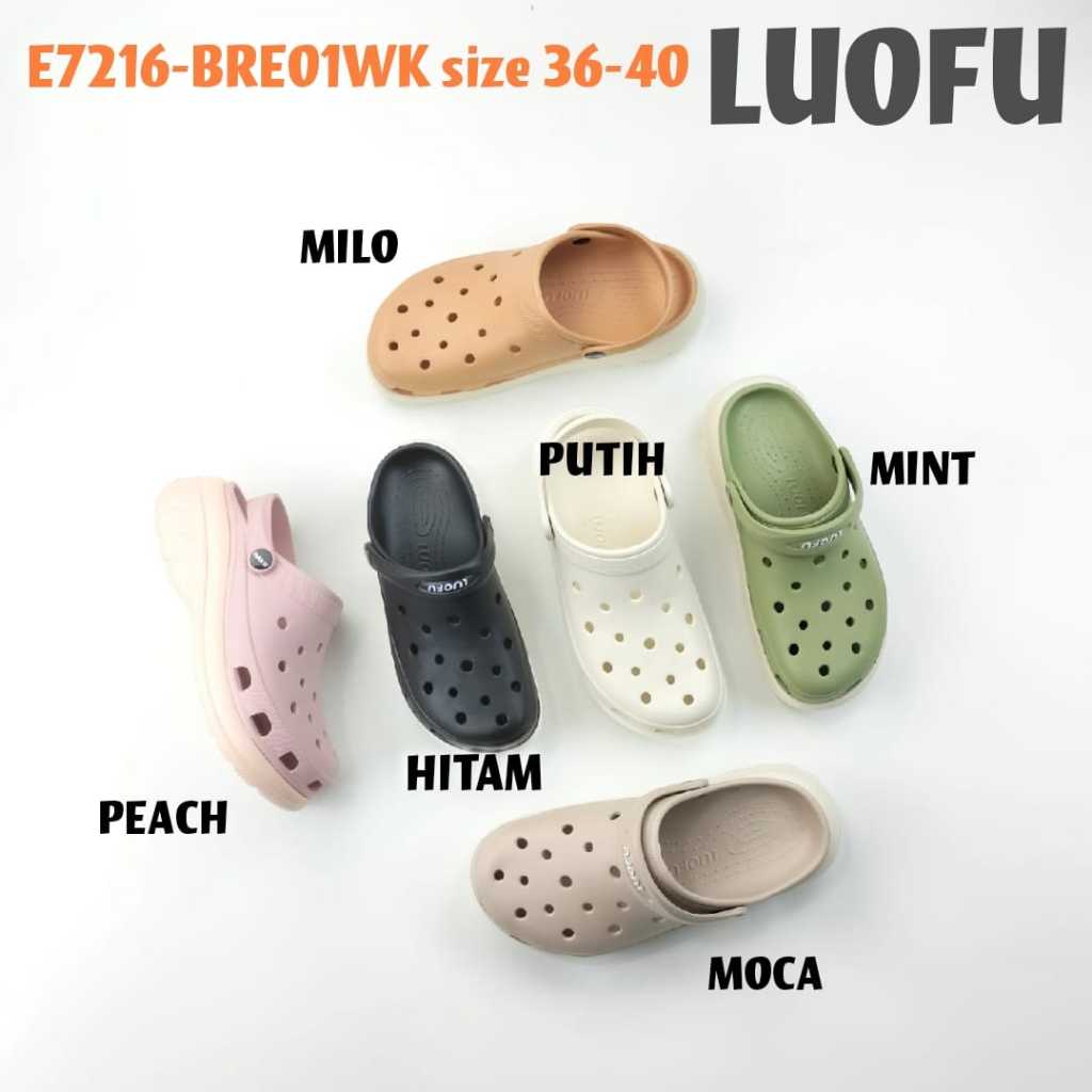 E7216-BRE01WK LUOFU ORIGINAL jelly sandal karet wedges baim empuk murah wanita selop import terbaru 