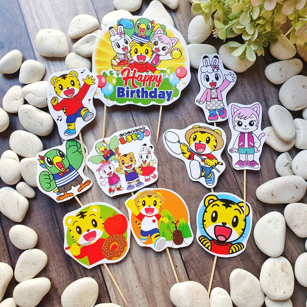 Shimajiro Birthday Cake Topper Cupcake Pudding Tumpeng Hampers Hiasan Dekorasi Kue Ulang Tahun 1 set