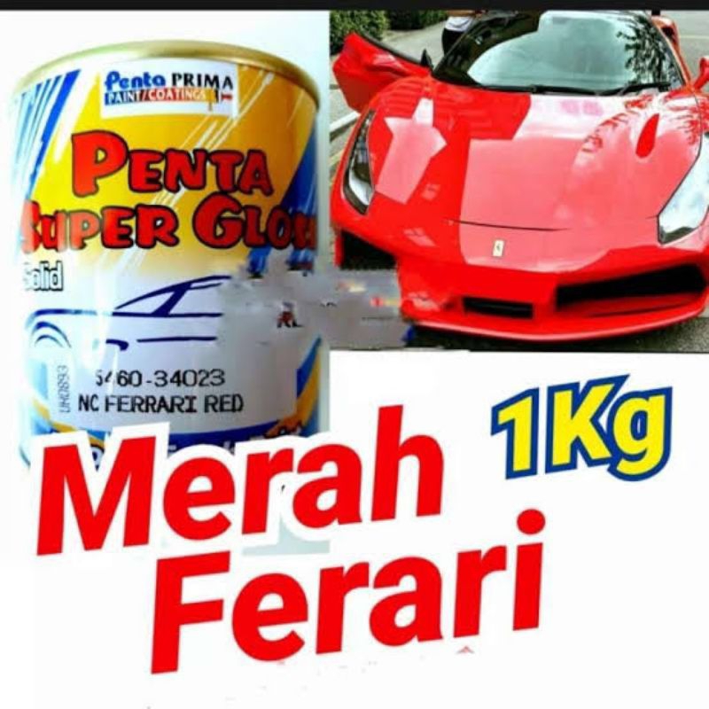 Cat Merah Ferari Red Penta Super Gloss 1Kg Cat Sepeda Motor Mobil Velg Perkakas Besi 34023
