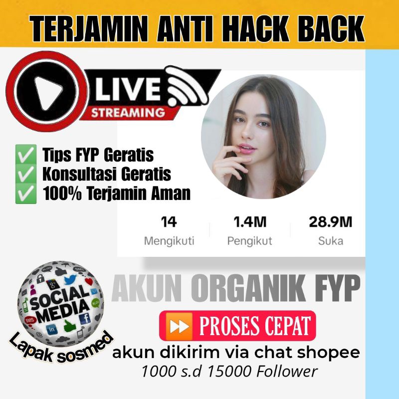 Jual Akun Tiktok Indonesia Aktif 1000 s.d 15.000 Followers