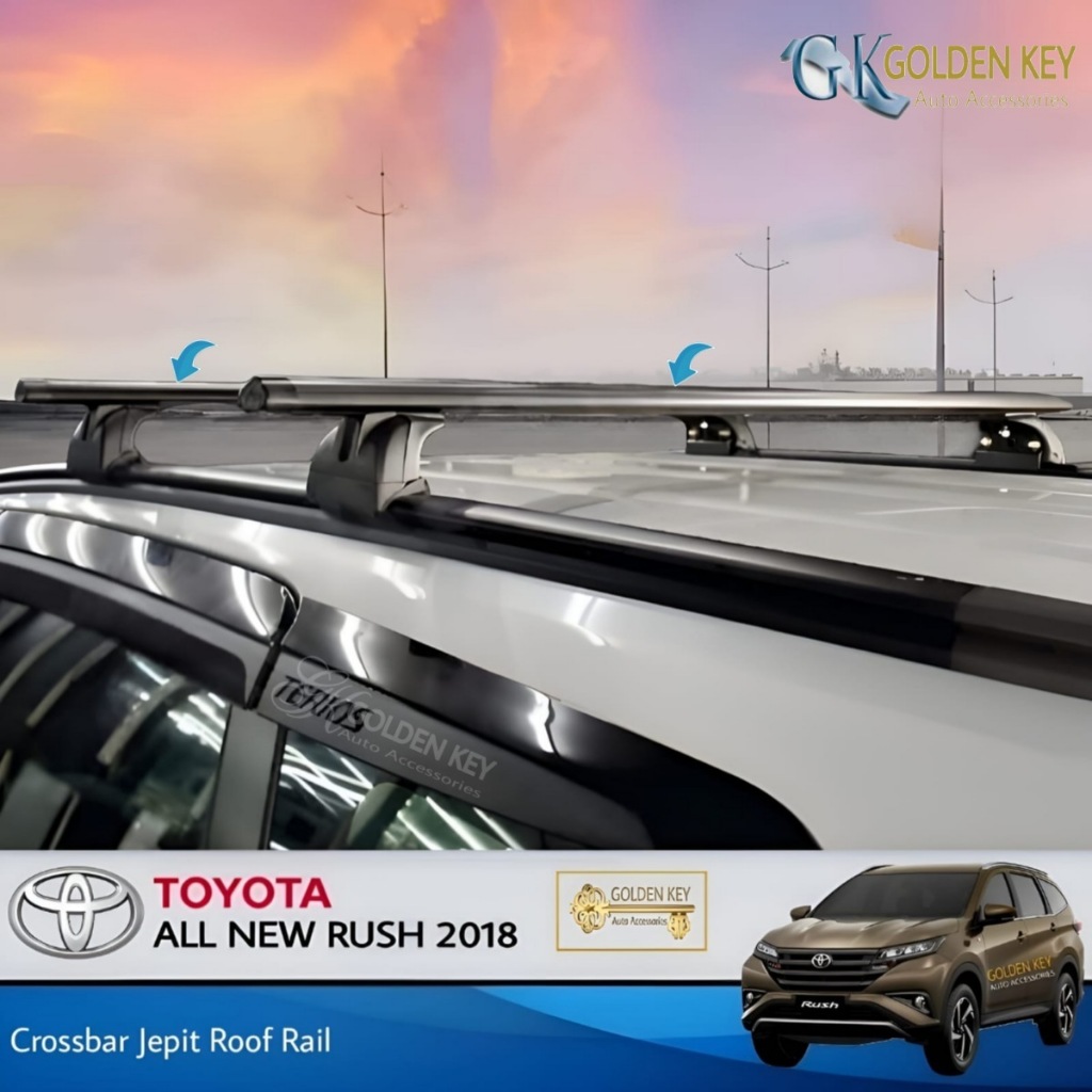 Crossbar All New Rush 2018 Kaki Rak Bagasi Atas Mobil Jepit Roof Rail