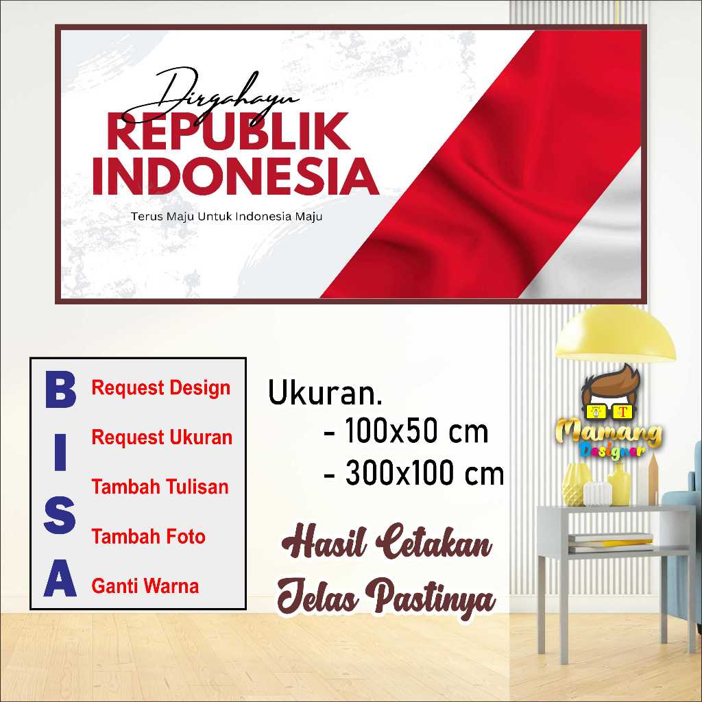 Design Simple Banner Spanduk MMT Peringatan Hut RI, Bagus Murah