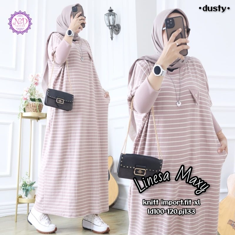 DANIA GAMIS WANITA OVERSIZE BAHAN KAOS BABYTERI PREMIUM MOTIF GARIS SALUR PREMIUM