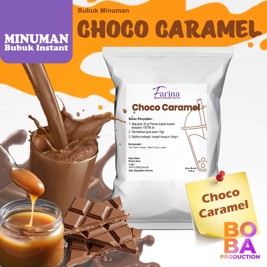 

FARINA Bubuk Choco Caramel 1kg #bubukcoklat #coklatkaramel #coklatbubuk - BobaProduction