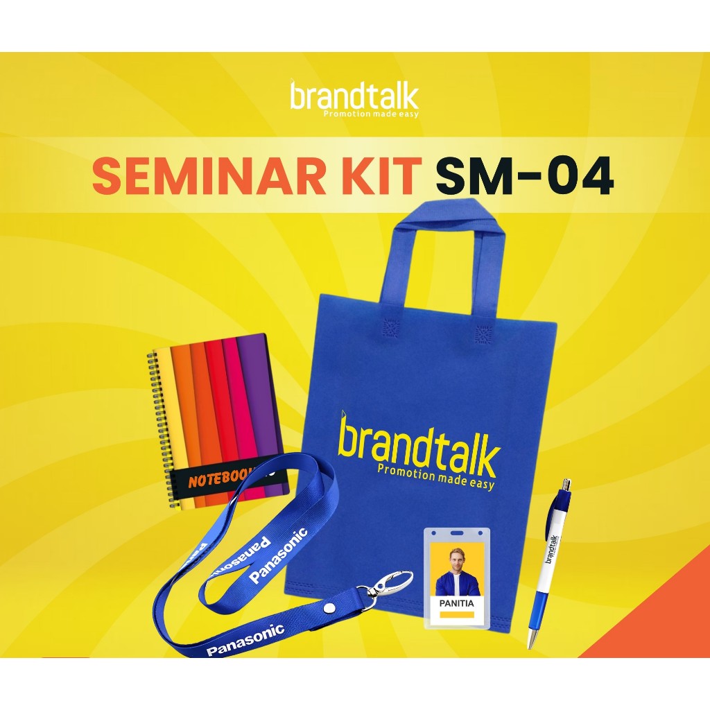 

Tas, Notebook Spiral A6, Pulpen Sablon, Lanyard Sablon, Co Card - Paket Seminar Kit Isi 5 - SM4