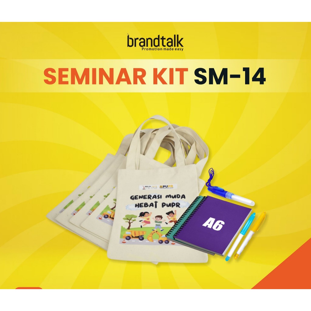 

Souvenir Seminar Mahasiswa / Custom Paket Seminar kit isi Tas Belacu, Notebook Spiral A6, Pulpen - Paket Custom Seminar Kit Isi 3 - SM14