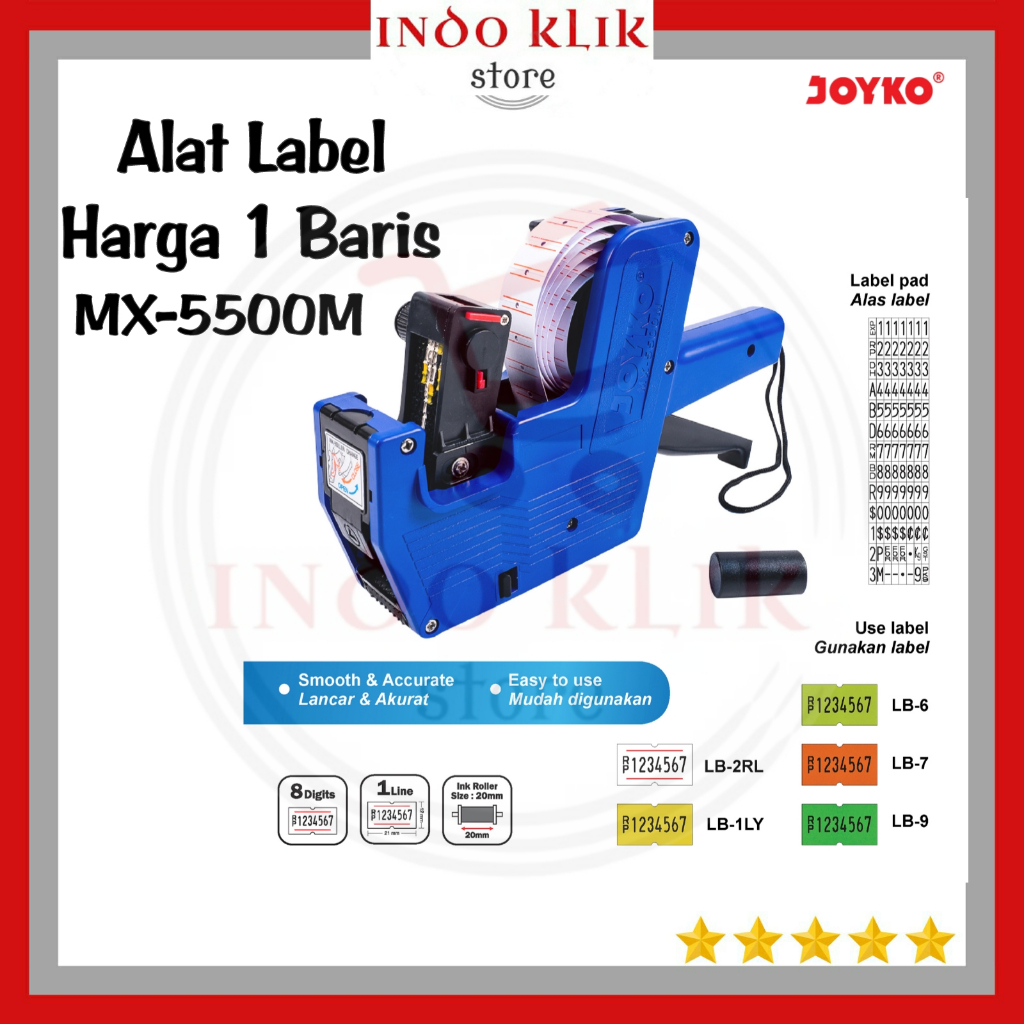 

Alat Label Harga MX 5500M 1 Baris Joyko / Mesin Tembak Harga JK MX-5500M