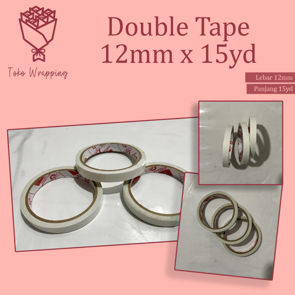 

Double Tape / Dobel Tip [ 12mm x panjang 15 yard ] Dabel Bening Dabel Tape