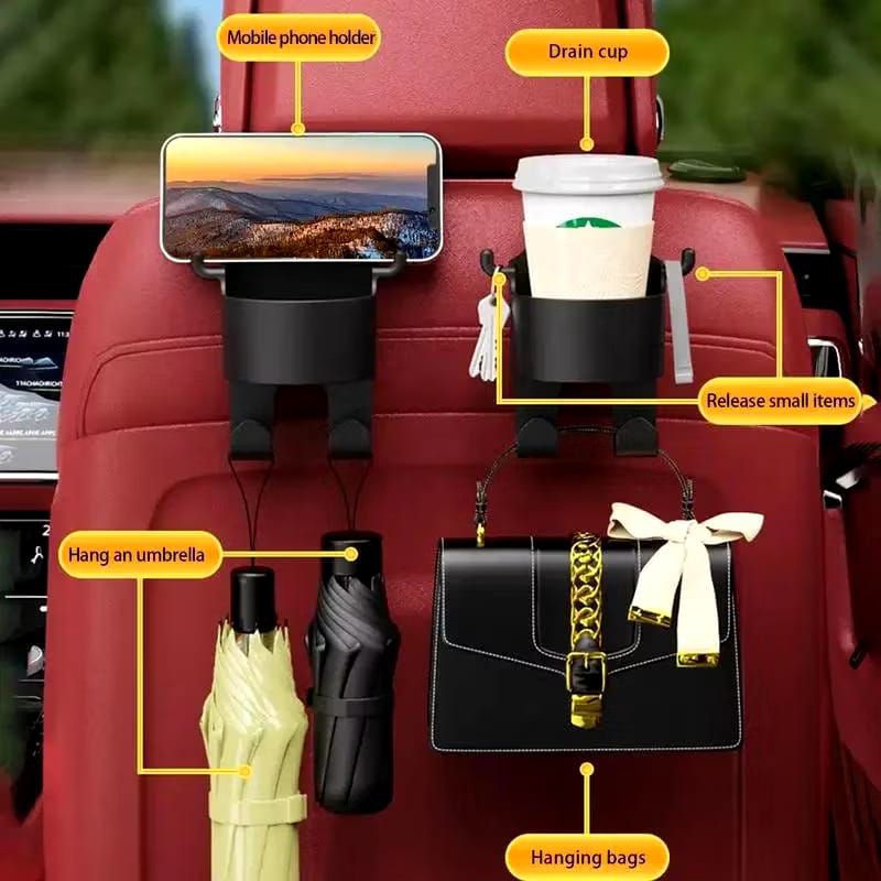 Car Back Seat Cup Holder / Tempat Taruh Botol Minum / HP / Tas / Gantungan Jok Mobil