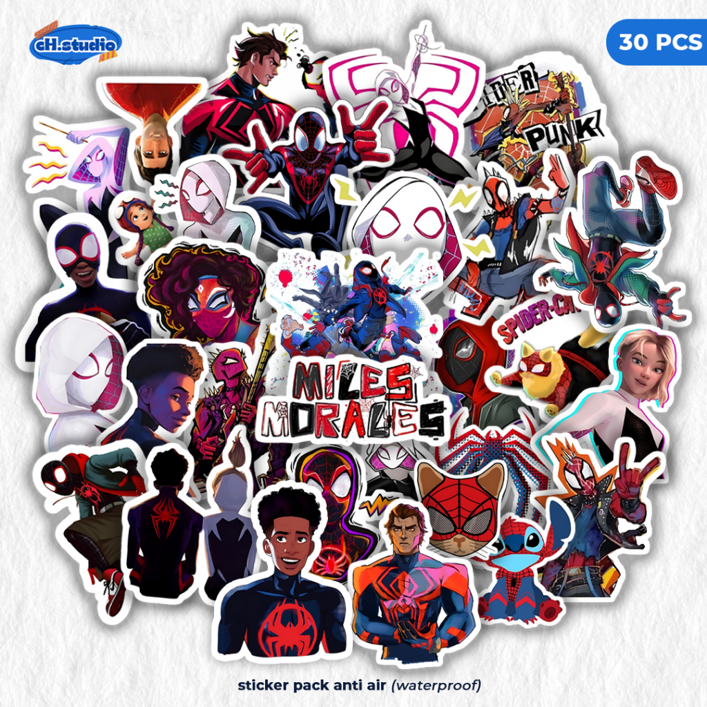

Stiker Pack 30 PCS Spider-Man: Across the Spider-Verse Vinyl Tahan Air Waterproof untuk Sticker Laptop - Casing - Buku Diary