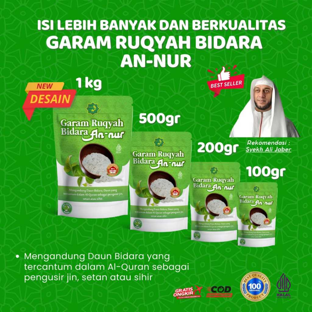 

Garam Bidara Ruqyah 200 Gram Penangkal Sihir, Pelet, Usaha Sepi dan Anak yang Sakit Non Medis