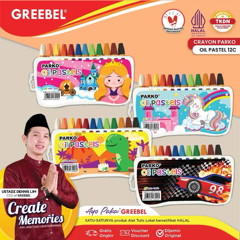 

Greebel Crayon Parko 12 warna | PARKO oil pastel 12 warna