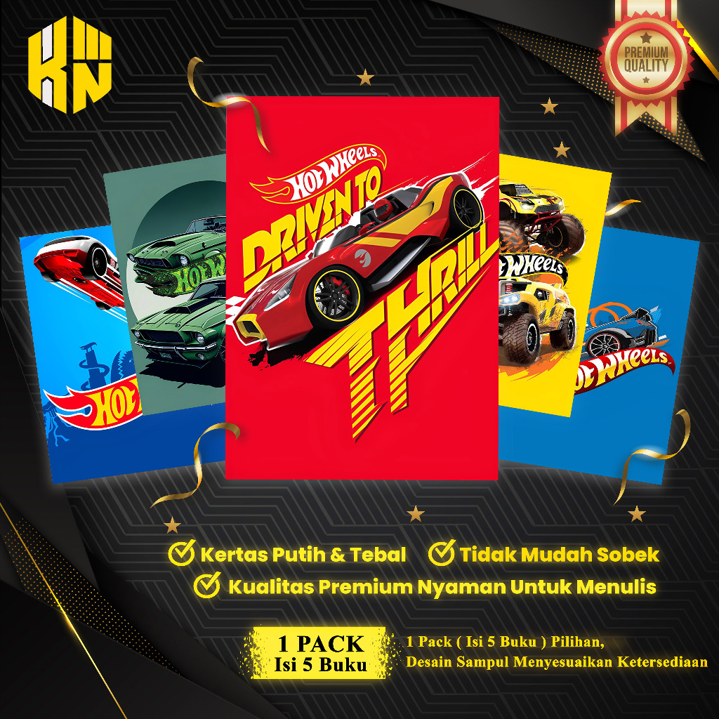 

KEN.IND - Buku Tulis Sekolah Custom Tema HOT WHEELS Bergaris 38 Lembar 1 Pak Isi 5 Buku/ Buku Tulis Anime/ Buku Aesthetic/ Buku Catatan