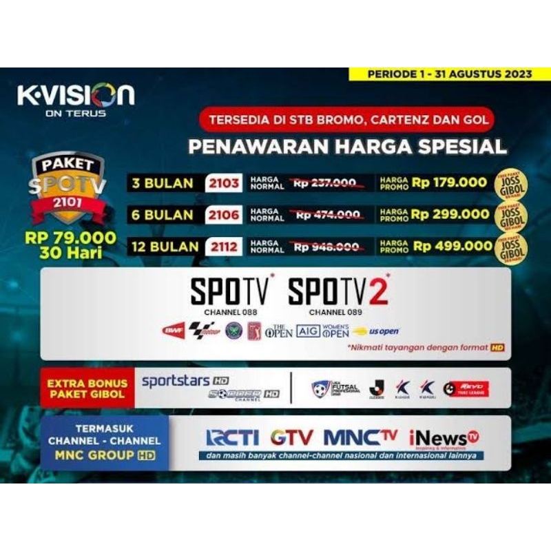 paket spot k vision terbaru terlengkap