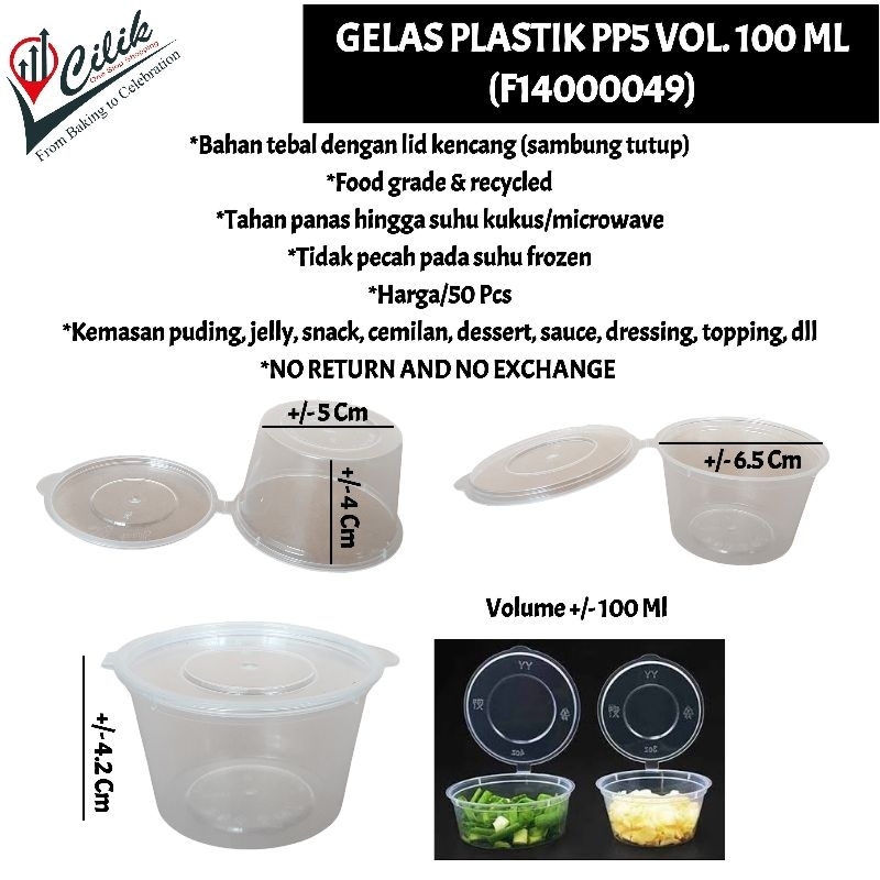 gelas+cup+wadah+kemasan+take away+bahan+plastik+PP+foodgrade+recycle+lid+tutup+100 ml+150 ml+packagi