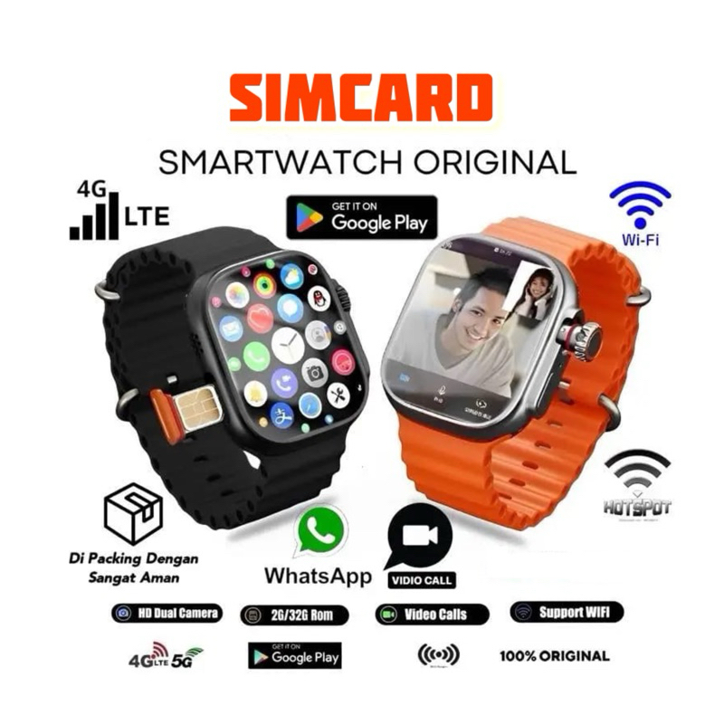 SmartWatch DS9 Ultra 4G Wifi Simcard NFC GPS Rotating Camera RAM 2GB ROM 32GB