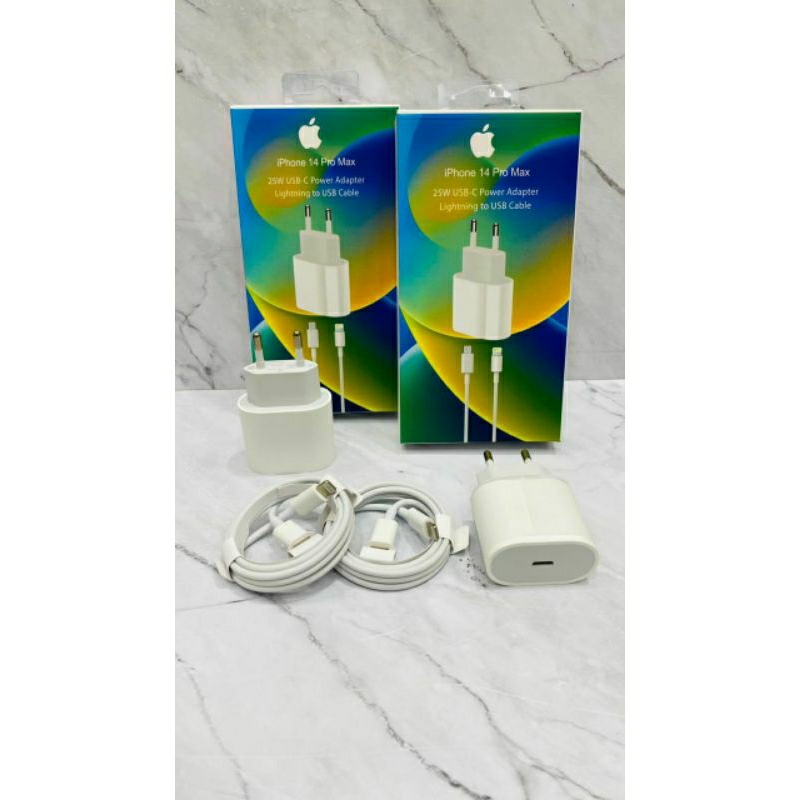 CHARGER CASAN 25WATT IPHONE 14 PRO MAX C TO LIGHTNING ORIGINAL FAST CHARGING USB C / KEPALA CASAN AD