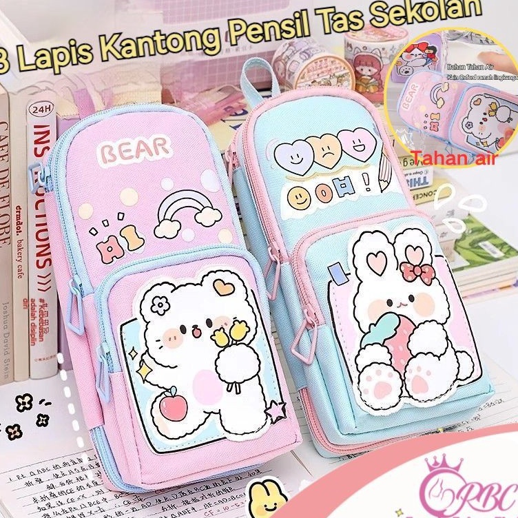 

KODE W8Q7 Penjual LokalINS Tempat Pensil Berbentuk Tas Sekolah Kreatif 6 Lapis Pencil Case Lucu Korea Tempat Pensil Tahan Air Multifungsi Yang Dapat Menampung Penggaris Berukuran 2cm