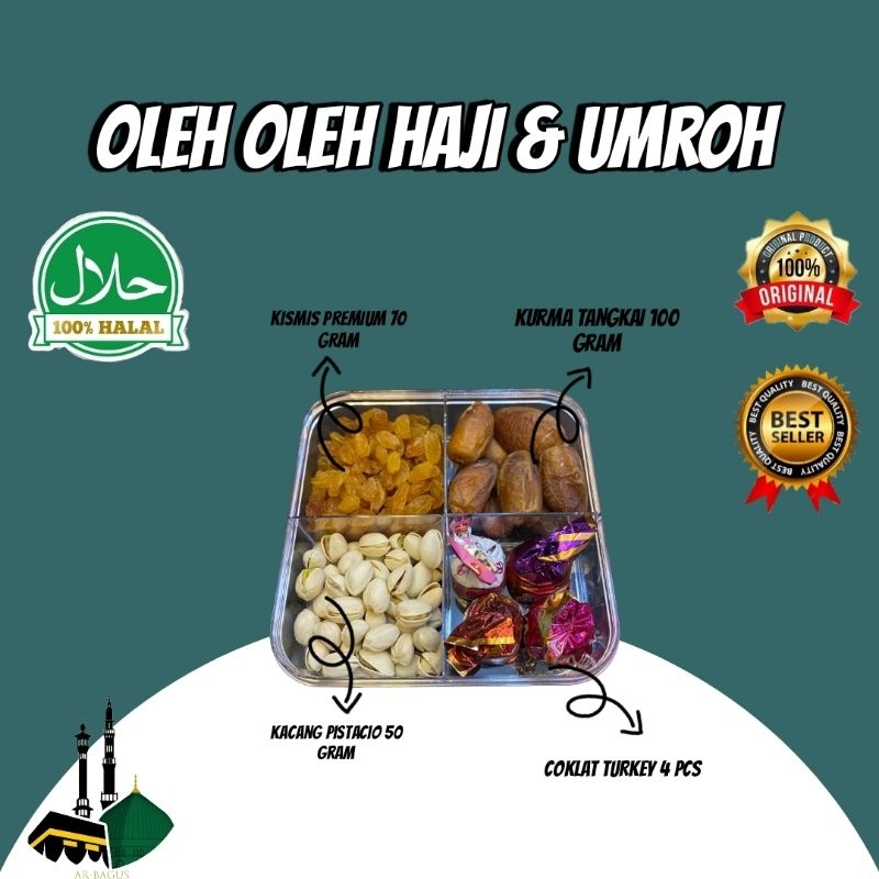 

G&C Oleh Oleh Haji & Umroh Sekat 4 Kurma Tangkai-Kismis-Kacang Arab-Coklat turkey