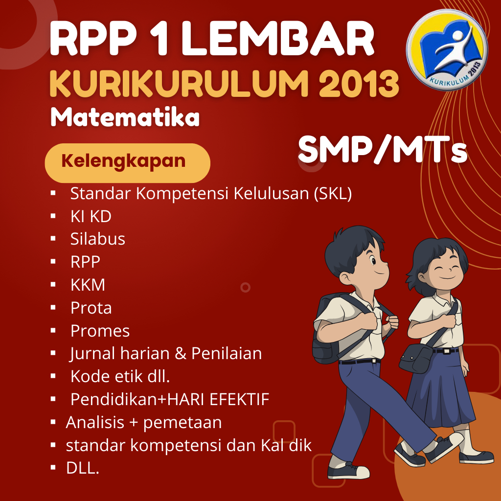 

RPP 1 LEMBAR MATEMATIKA SMP/MTs KURIKULUM 2013 LENGKAP