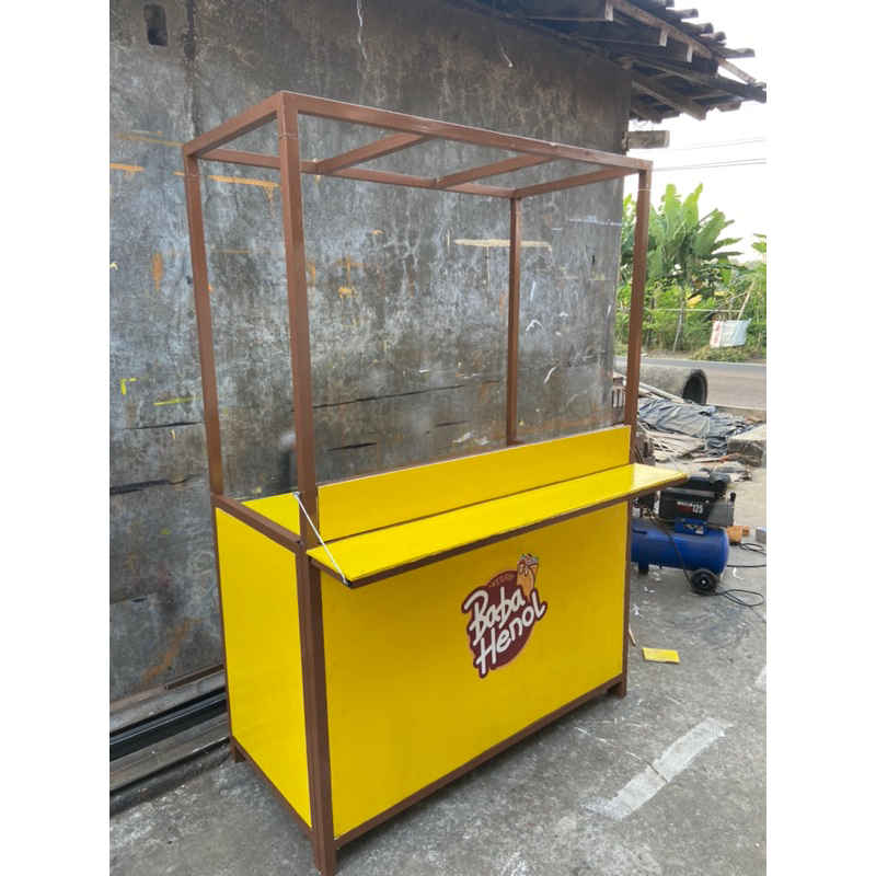 Gerobak booth portable besi kombinasi kayu