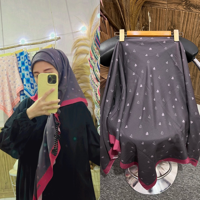 HIJAB VOAL MOTIF TERBARU LOVE SERIES/HIJAB VOAL MOTIF SEGI EMPAT BY SYAHIRABLE/HIJAB SEGI EMPAT VOAL