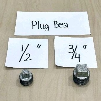 Plug besi galvanis 3/4" tutup dop besi 0.75" sambungan pipa galvaniz 3/4 inchi