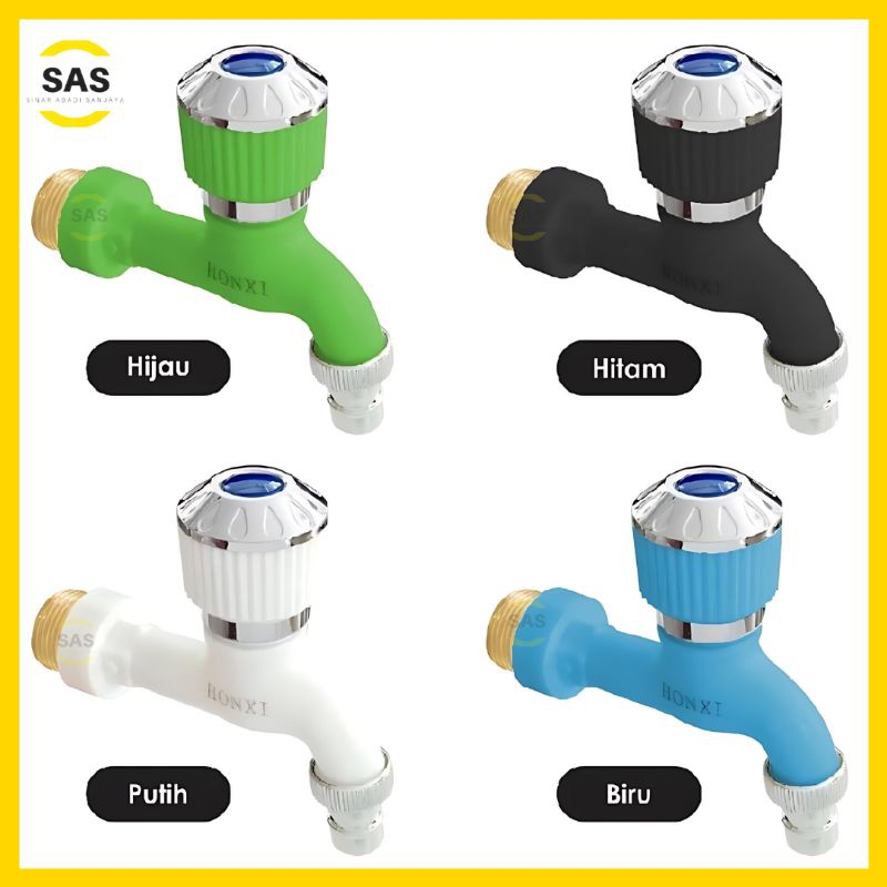 [SAS] Kran Air Plastik Keran Kamar Mandi Taman Tembok Mahkota 1/2 & 3/4 Inch / Kran Pvc Honxi