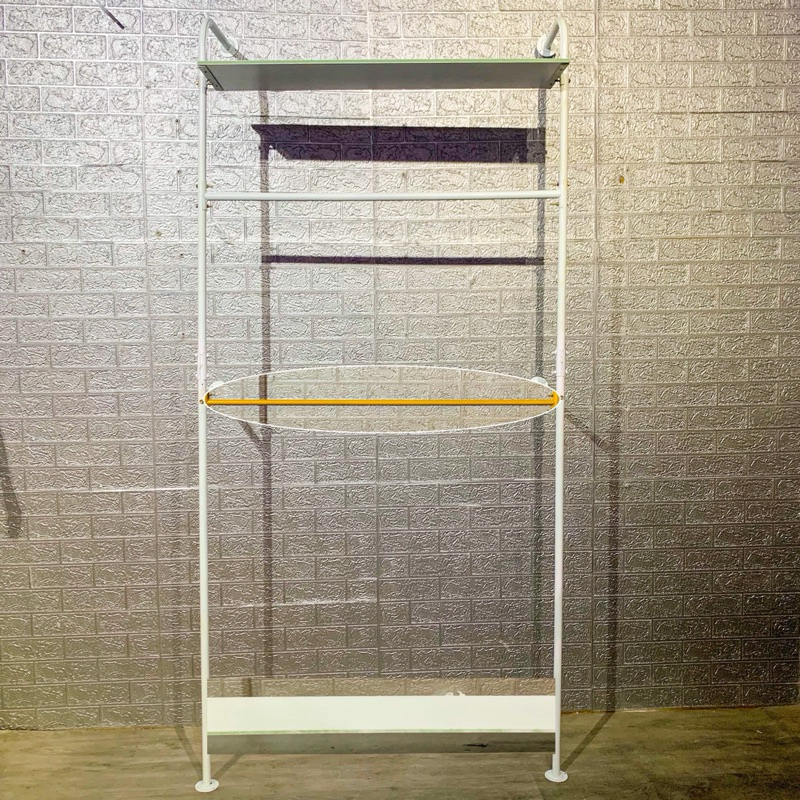 Besi Dinding 2 Susun PUTIH Serbaguna Murah 220 x 100cm | StandHanger 2 Susun Tembok |  Tiang Penghem