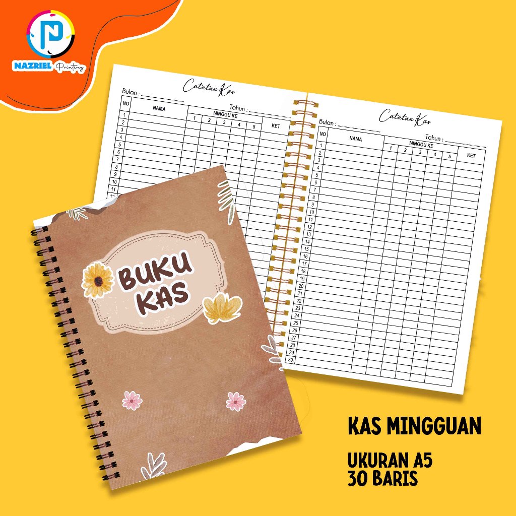 

(KHUSUS CUSTOM) Buku Kas Catatan Keuangan Buku Rekap Buku lain lain ukuran A5/B5/A4 Jilid Spiral tabel Hitam Putih