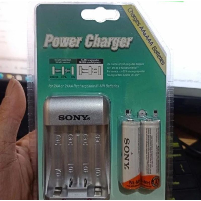 PAKET Charger+ Baterai Cas sony AA 4600mAh+Charger battery Sony Bonus baterai Sony aa